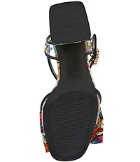 Betsey Johnson Ardell Iconic Artwork Capsule Designed Block Heel Dress Sandals