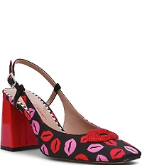 Betsey Johnson Ashhley Lip Print Slingback Pumps