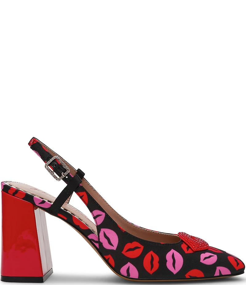 Betsey Johnson Ashhley Lip Print Slingback Pumps