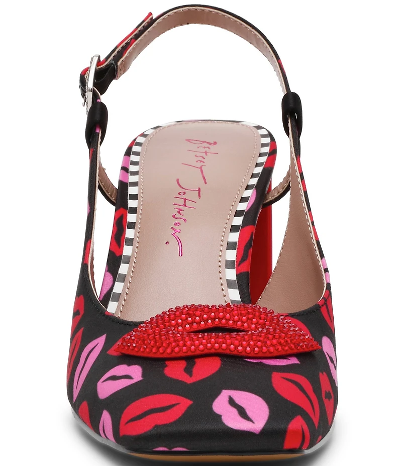Betsey Johnson Ashhley Lip Print Slingback Pumps
