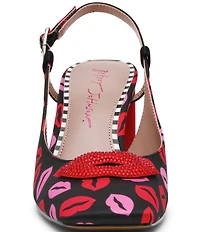 Betsey Johnson Ashhley Lip Print Slingback Pumps