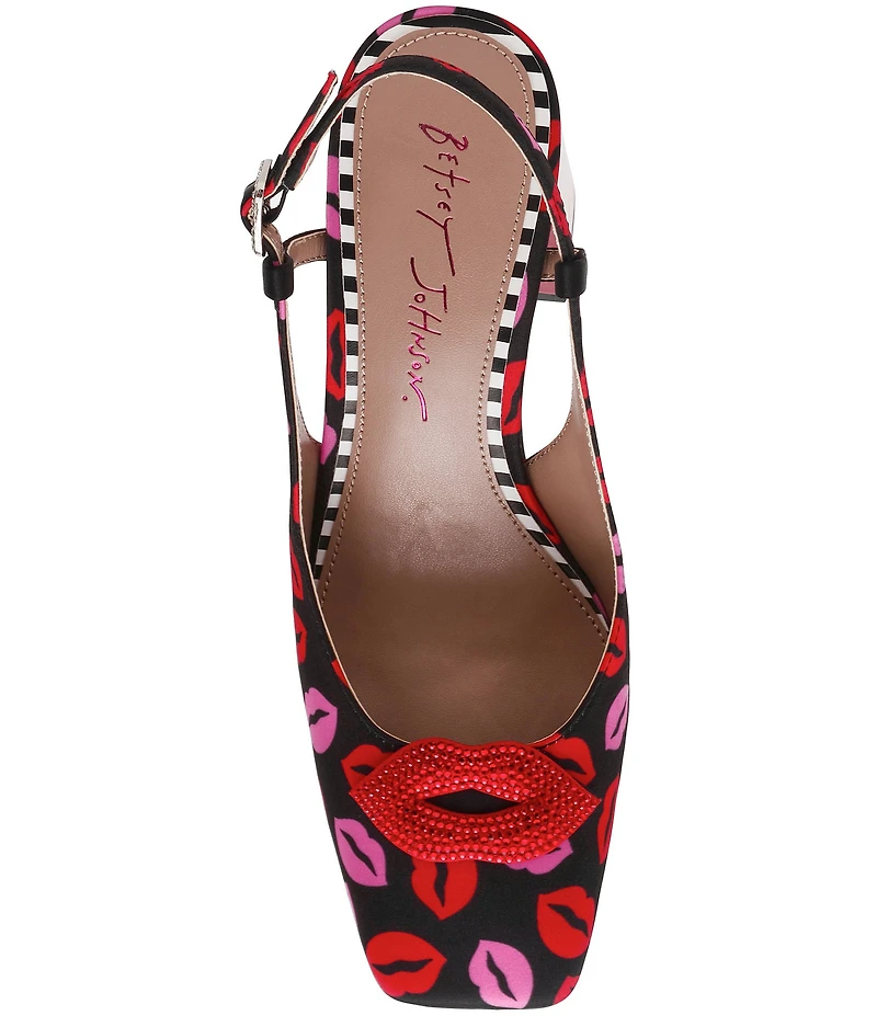 Betsey Johnson Ashhley Lip Print Slingback Pumps