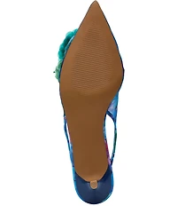 Betsey Johnson Audree Floral Ornamented Slingback Kitten Heel Pumps