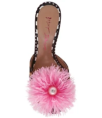 Betsey Johnson Avery Pom Pom & Pearl Embellished Dress Slide Sandals