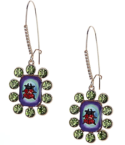 Betsey Johnson Backyard Ladybug Stone Novelty Dangle Drop Earrings