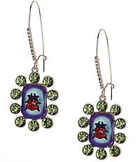 Betsey Johnson Backyard Ladybug Stone Novelty Dangle Drop Earrings