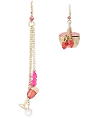 Betsey Johnson Backyard Picnic Basket Mismatch Novelty Earrings