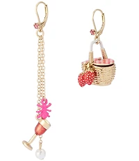 Betsey Johnson Backyard Picnic Basket Mismatch Novelty Earrings