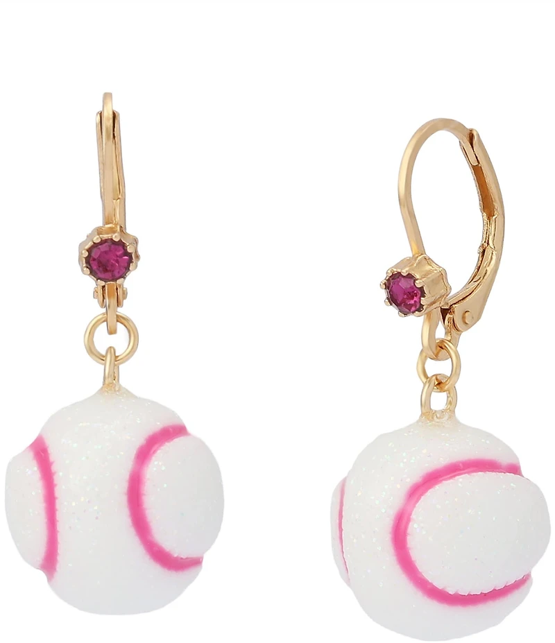 Betsey Johnson Baseball Slitter Drop Earrings