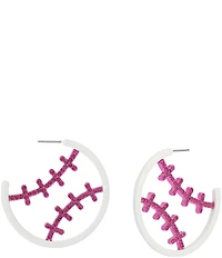 Betsey Johnson Baseball Hoop Earrings