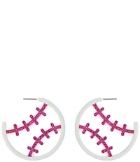 Betsey Johnson Baseball Hoop Earrings