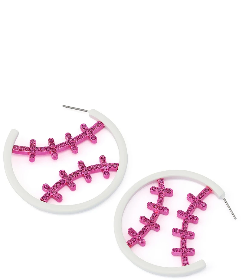 Betsey Johnson Baseball Hoop Earrings