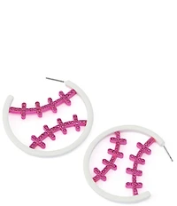 Betsey Johnson Baseball Hoop Earrings