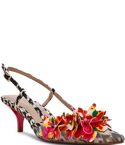Betsey Johnson Baylee Leopard and Floral Print Slingback Pumps