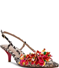 Betsey Johnson Baylee Leopard and Floral Print Slingback Pumps