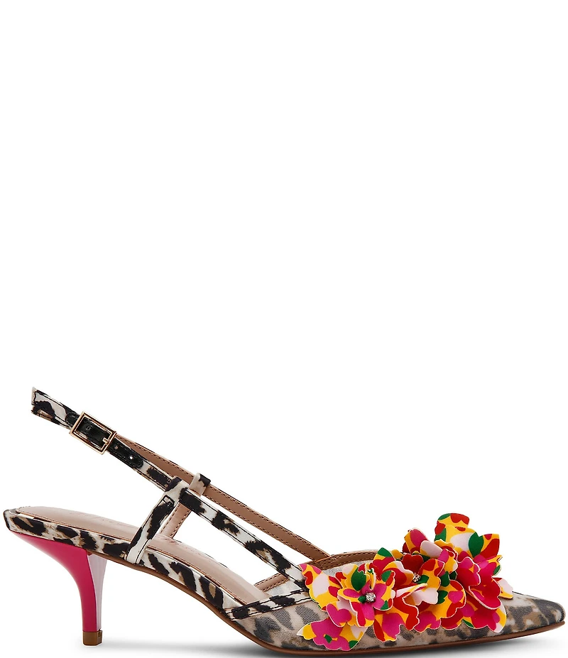 Betsey Johnson Baylee Leopard and Floral Print Slingback Pumps