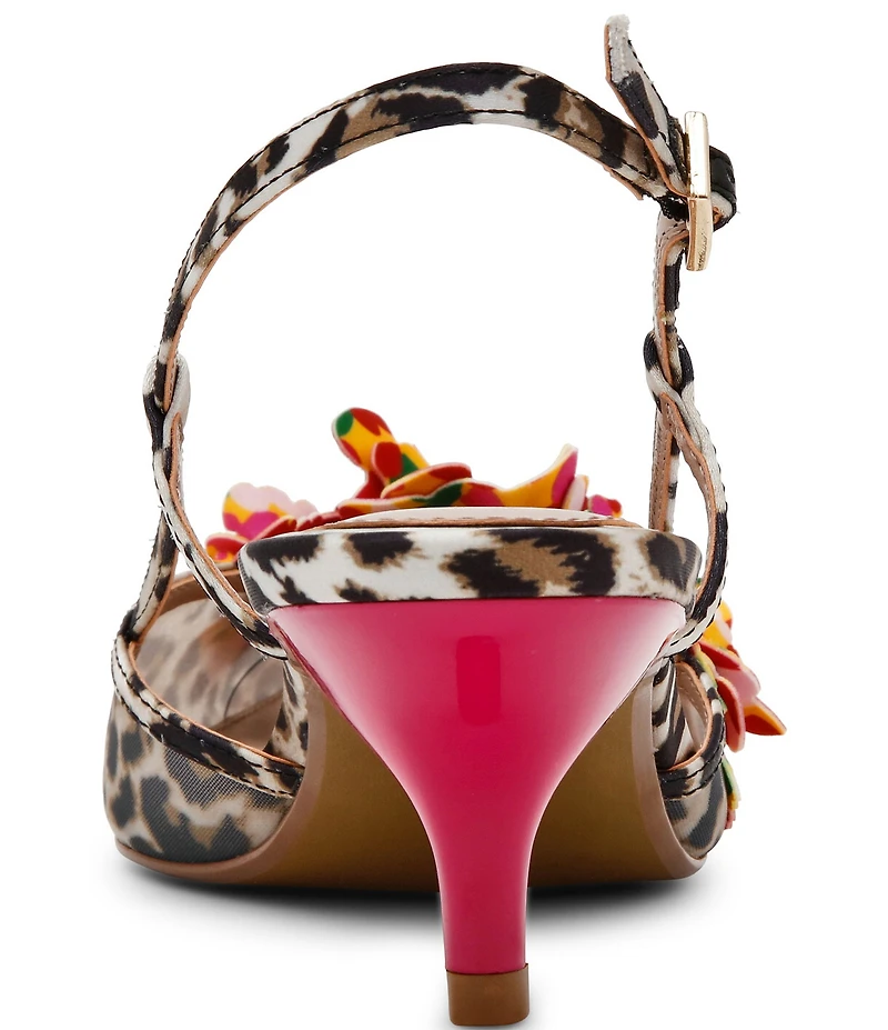 Betsey Johnson Baylee Leopard and Floral Print Slingback Pumps