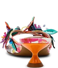 Betsey Johnson Beatriz Beaded Butterfly Kitten Heel Dress Slide Sandals