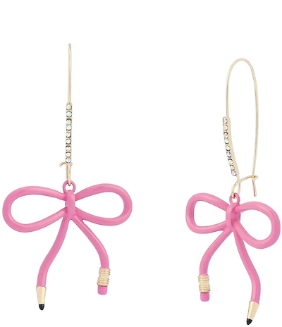 Betsey Johnson Best In Class Bow Pencil Drop Earrings