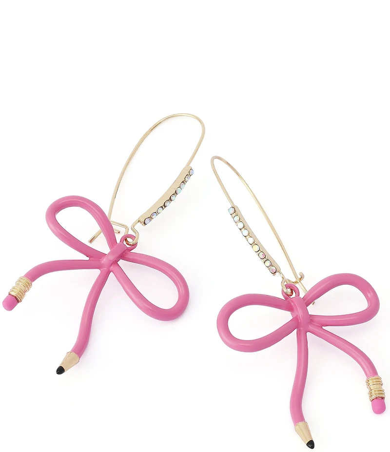 Betsey Johnson Best In Class Bow Pencil Drop Earrings