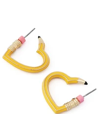 Betsey Johnson Best In Class Heart Pencil Huggie Hoop Earrings