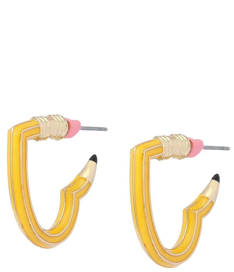 Betsey Johnson Best In Class Heart Pencil Huggie Hoop Earrings