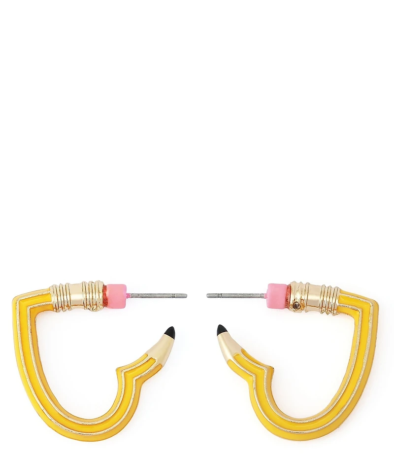 Betsey Johnson Best In Class Heart Pencil Huggie Hoop Earrings