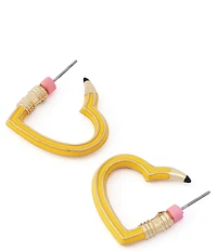 Betsey Johnson Best In Class Heart Pencil Huggie Hoop Earrings