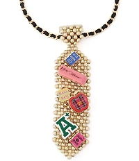 Betsey Johnson Best In Class School Charm Tie Long Pendant Necklace