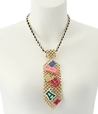 Betsey Johnson Best In Class School Charm Tie Long Pendant Necklace