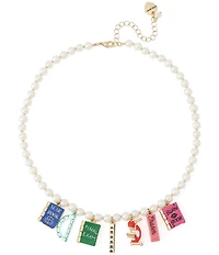 Betsey Johnson Best In Class School Supplies Charm Pearl Collar Necklace