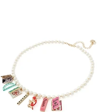 Betsey Johnson Best In Class School Supplies Charm Pearl Collar Necklace