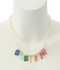 Betsey Johnson Best In Class School Supplies Charm Pearl Collar Necklace