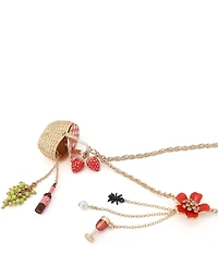 Betsey Johnson Betsey's Backyard Picnic Basket Novelty Long Pendant Necklace