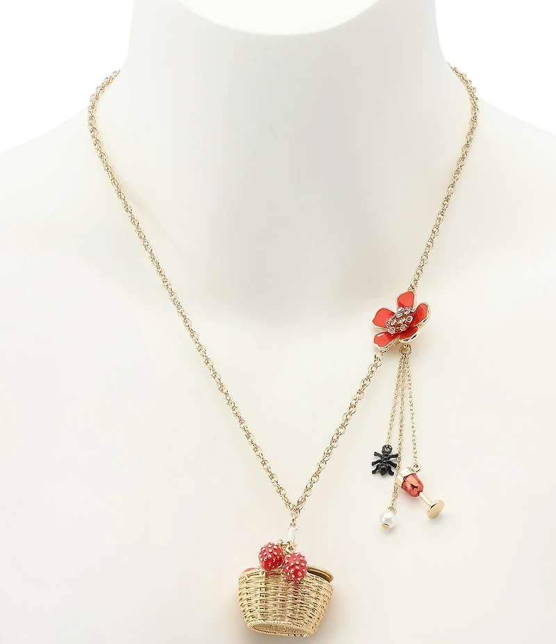 Betsey Johnson Betsey's Backyard Picnic Basket Novelty Long Pendant Necklace
