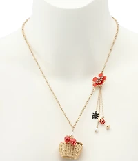 Betsey Johnson Betsey's Backyard Picnic Basket Novelty Long Pendant Necklace