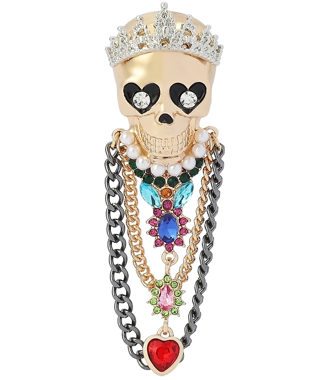 Betsey Johnson Betsey's Queen Skull Brooch