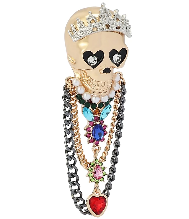 Betsey Johnson Betsey's Queen Skull Brooch