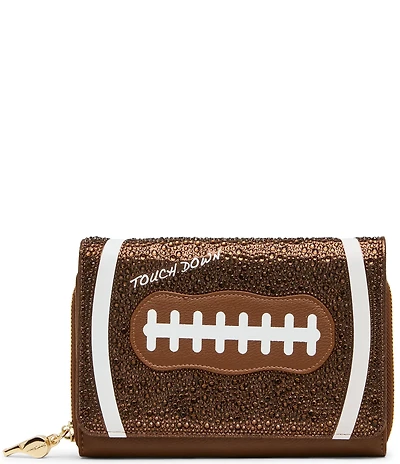Betsey Johnson Blitz & Glitz Embellished Football Wallet On A Chain