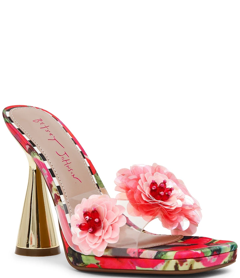 Betsey Johnson Blondee Flower Ornament Slip On Dress Slide Sandals