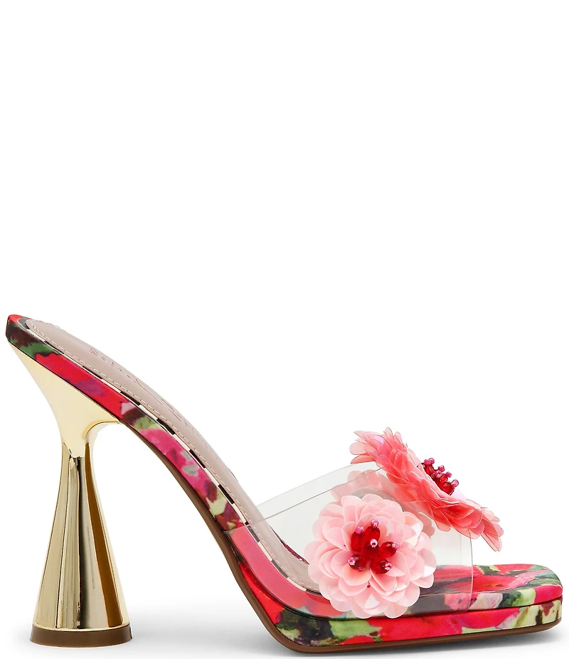 Betsey Johnson Blondee Flower Ornament Slip On Dress Slide Sandals