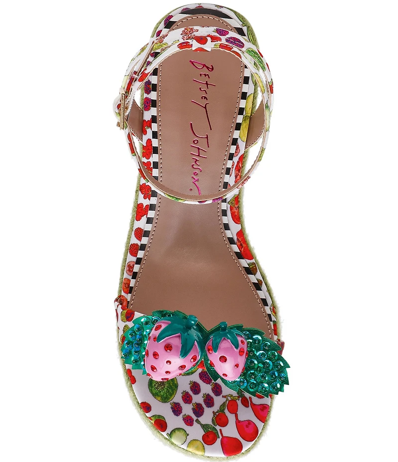 Betsey Johnson Bobbie Fruit Print Espadrille Wedge Sandals