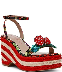 Betsey Johnson Bobbie Fruit Print Espadrille Wedge Sandals