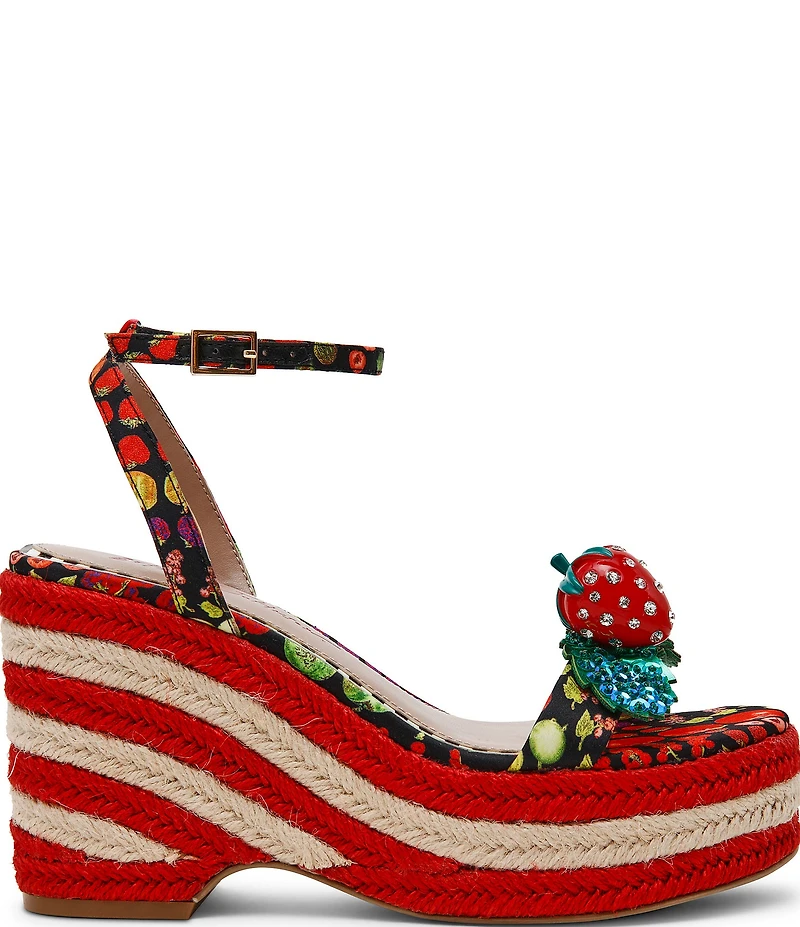 Betsey Johnson Bobbie Fruit Print Espadrille Wedge Sandals