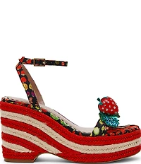 Betsey Johnson Bobbie Fruit Print Espadrille Wedge Sandals