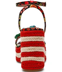 Betsey Johnson Bobbie Fruit Print Espadrille Wedge Sandals