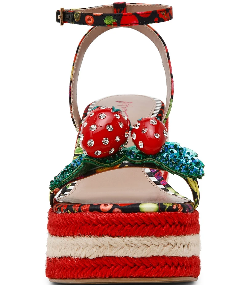 Betsey Johnson Bobbie Fruit Print Espadrille Wedge Sandals