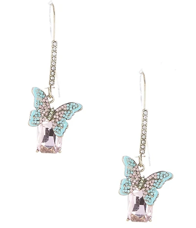 Betsey Johnson Boho Butterfly Gem Dangle Drop Earrings