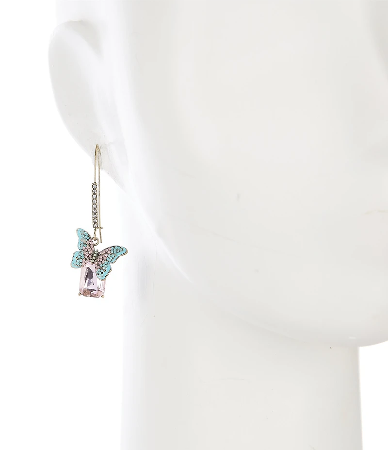Betsey Johnson Boho Butterfly Gem Dangle Drop Earrings
