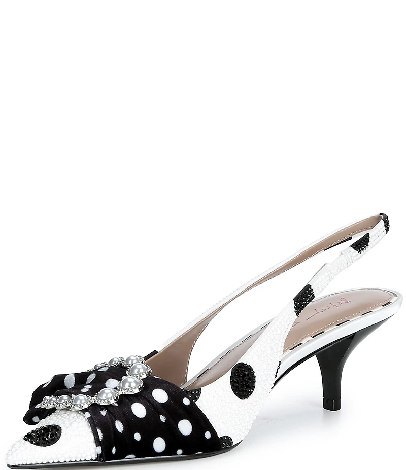 Betsey Johnson Bryanna Polka Dot Pearl Bow Slingback Pumps